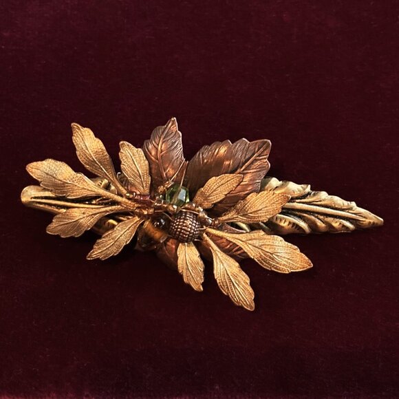 Stunning Cara Stimmel Ltd, Leaf Brooch, Autumnal, Mixed Metals w/ Beads, Vintage - Picture 2 of 11
